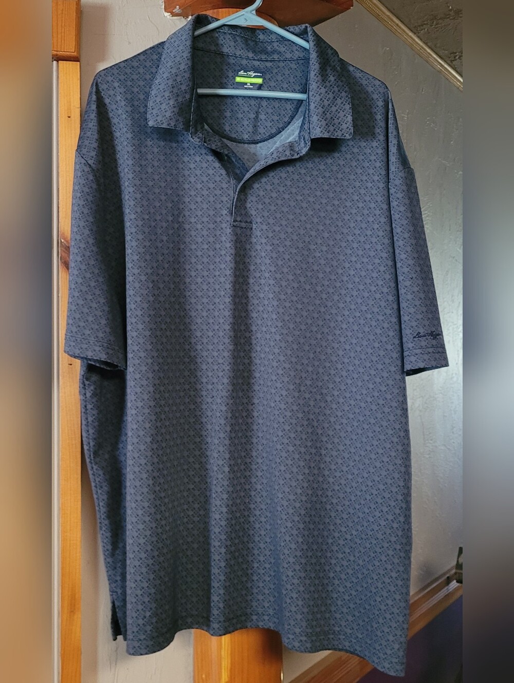 Navy Patterned Short-Sleeve Polo